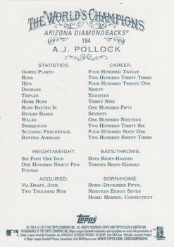 2017 Topps Allen & Ginter X #194 A.J. Pollock Back