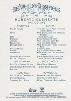 2017 Topps Allen & Ginter X #286 Roberto Clemente Back