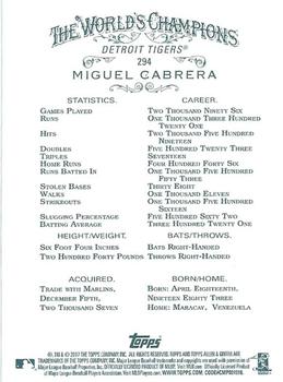 2017 Topps Allen & Ginter X #294 Miguel Cabrera Back