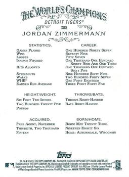 2017 Topps Allen & Ginter X #308 Jordan Zimmermann Back