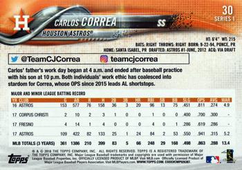 2018 Topps #30 Carlos Correa Back