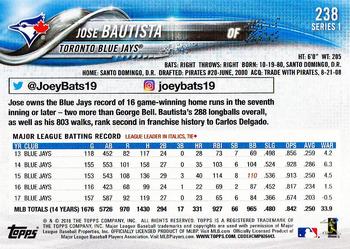 2018 Topps #238 Jose Bautista Back