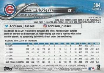 2018 Topps #384 Addison Russell Back