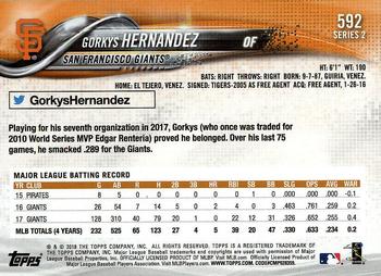 2018 Topps #592 Gorkys Hernandez Back