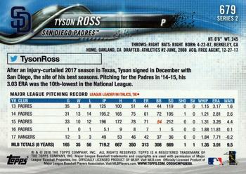 2018 Topps #679 Tyson Ross Back