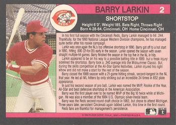 1991 Fleer - '91 Fleer All-Star Team #2 Barry Larkin Back
