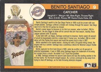 1991 Fleer - '91 Fleer All-Star Team #9 Benito Santiago Back