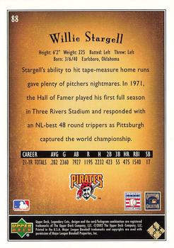 2002 SP Legendary Cuts #88 Willie Stargell Back