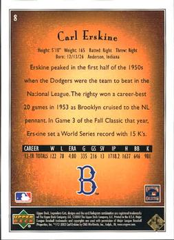 2002 SP Legendary Cuts #8 Carl Erskine Back