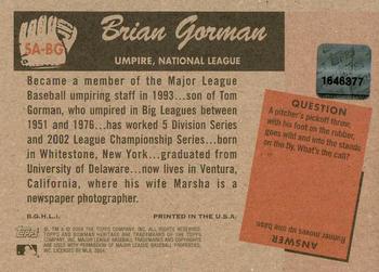 2004 Bowman Heritage - Signs of Authority #SA-BG Brian Gorman Back