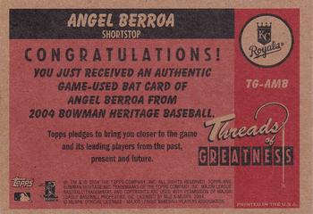 2004 Bowman Heritage - Threads of Greatness #TG-AMB Angel Berroa Back
