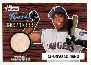 2004 Bowman Heritage - Threads of Greatness #TG-AS Alfonso Soriano Front