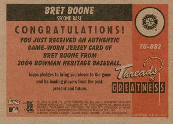 2004 Bowman Heritage - Threads of Greatness #TG-BB2 Bret Boone Back