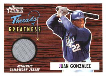 2004 Bowman Heritage - Threads of Greatness #TG-JAG Juan Gonzalez Front