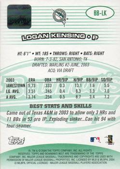 2004 Bowman's Best - Green #BB-LK Logan Kensing Back