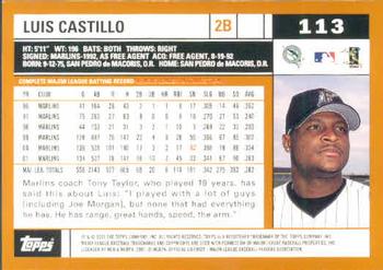 2002 Topps #113 Luis Castillo Back