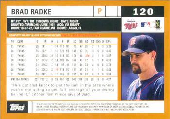 2002 Topps #120 Brad Radke Back