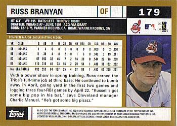 2002 Topps #179 Russell Branyan Back