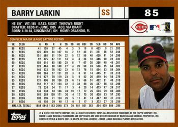 2002 Topps #85 Barry Larkin Back