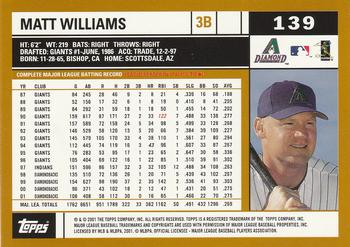 2002 Topps #139 Matt Williams Back