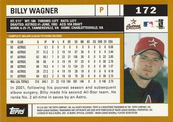 2002 Topps #172 Billy Wagner Back