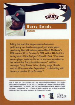 2002 Topps #336 Barry Bonds Back