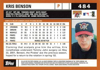 2002 Topps #484 Kris Benson Back