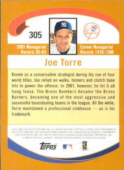 2002 Topps #305 Joe Torre Back
