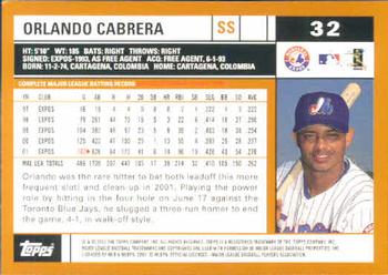 2002 Topps #32 Orlando Cabrera Back