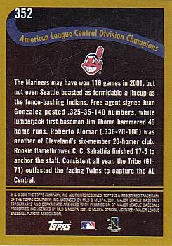2002 Topps #352 Cleveland Indians Back