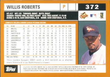 2002 Topps #372 Willis Roberts Back