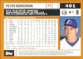 2002 Topps #401 Peter Bergeron Back