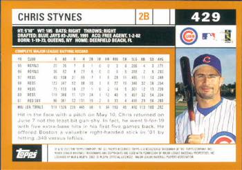 2002 Topps #429 Chris Stynes Back