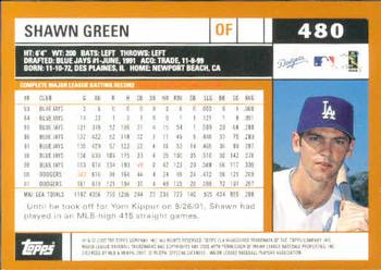 2002 Topps #480 Shawn Green Back