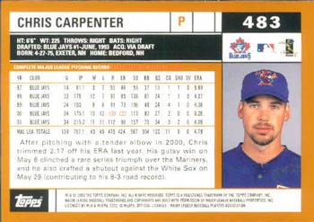 2002 Topps #483 Chris Carpenter Back
