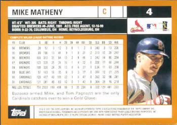 2002 Topps #4 Mike Matheny Back
