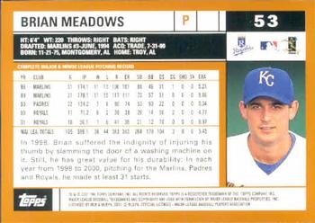 2002 Topps #53 Brian Meadows Back