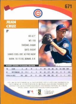 2002 Topps #671 Juan Cruz Back