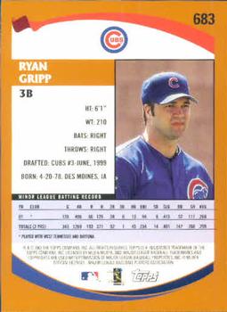 2002 Topps #683 Ryan Gripp Back