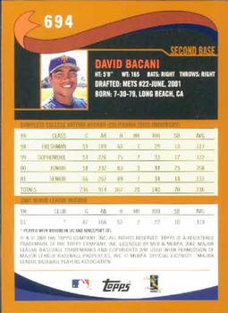 2002 Topps #694 David Bacani Back