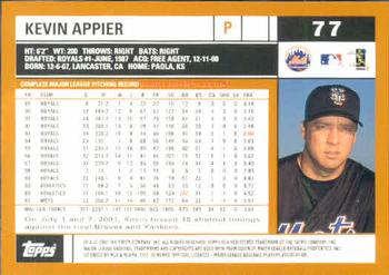 2002 Topps #77 Kevin Appier Back