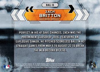 2017 Topps National Baseball Card Day - Baltimore Orioles #BAL-6 Zach Britton Back