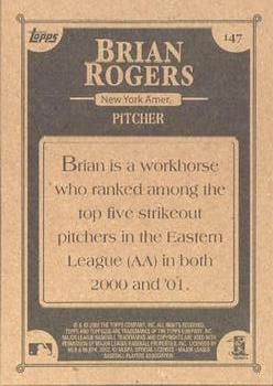 2002 Topps 206 #147 Brian Rogers Back