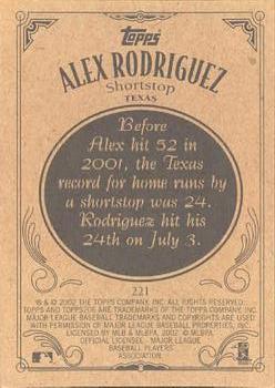 2002 Topps 206 #221 Alex Rodriguez Back