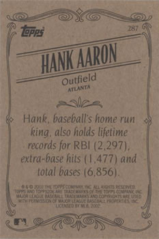 2002 Topps 206 #287 Hank Aaron Back