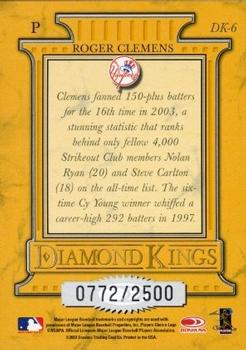 2004 Donruss - Diamond Kings #DK-6 Roger Clemens Back
