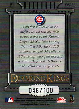 2004 Donruss - Diamond Kings Black #DK-22 Mark Prior Back