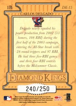 2004 Donruss - Diamond Kings Studio Series #DK-15 Carlos Delgado Back