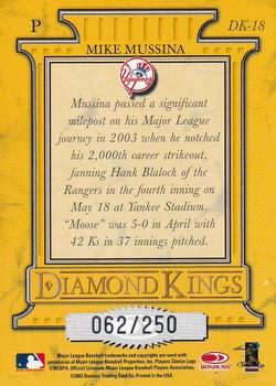 2004 Donruss - Diamond Kings Studio Series #DK-18 Mike Mussina Back