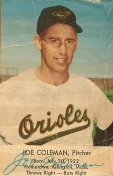 1955 EssKay Hot Dogs Baltimore Orioles #NNO Joe Coleman Front